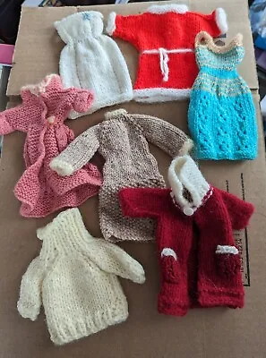 Lot Of 7 Vintage Hand Made Crochet Barbie Doll Dresses Clothes Xmas  • $25