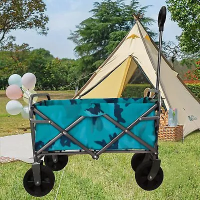 Outdoor Garden Multipurpose Collapsible Beach Trolley Cart Camping Folding Wagon • $38.24