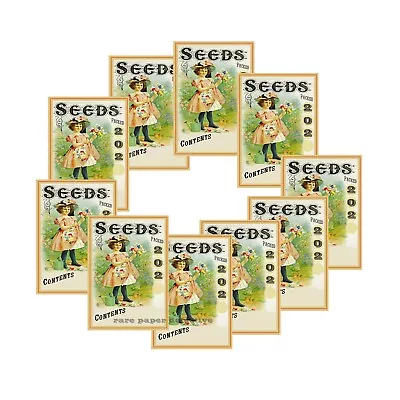 Seed Pack Garden Stickers 10-PACK 3.25  X 4.6  Each DIY Vintage Seed Packets • $15.30