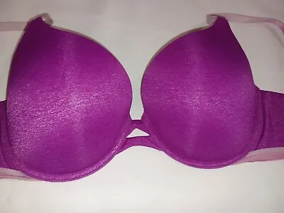 Victoria's Secret Bra 36D Perfect Shape Magenta Pink Purple Underwire Padded • $15.99