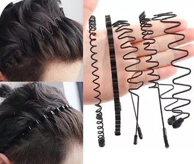 6 Metal Hair Headbands Set - Wave Style Hoop Band Combs Unisex Sports Hairbands • $9.99