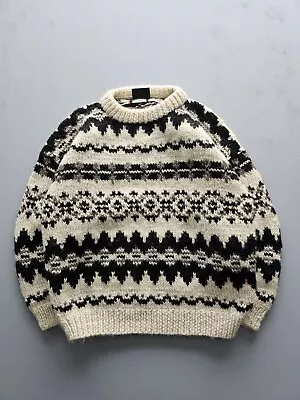 Vintage Lost Horizons Nepali Chunky Knit Himalayan Wool Crewneck Sweater L • $47.08