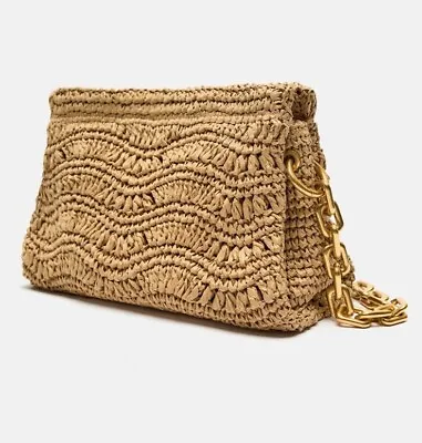 Zara Raffia  Chain Shoulder Bag • $65