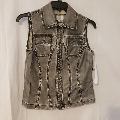 ERIN LONDON Sz S Soft Vegan Faux Leather Vest Gray • $25