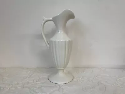 Vintage Retro White Vase Haeger Pottery 8403 Gloss White Pedestal Pitcher Ewer • $24