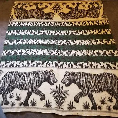 Vintage Vicuna Andes Peru 1950s Tiger Blanket Full Throw Reversible 72” X 87” • $195.95