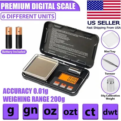 Mini Digital Scale Pocket 0.01g X 200g Jewelry Gram/Gold/Silver/Herb Food Precis • $17.49