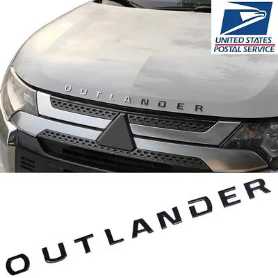 For Mitsubishi Outlander Hood Letter Logo Badge Nameplate Emblem Sport Black • $11.99