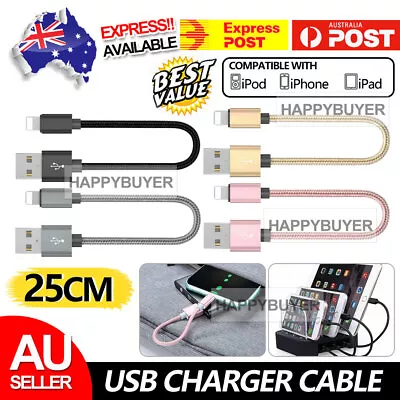 25CM Short Braided USB Charger Cable Fast Charging Cord For IPhone XS 8 7 6 • $4.95