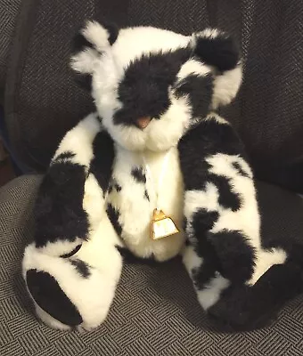 Vermont Cow Print Teddy Bear Jointed Black And White Stuffed Animal 15” Plush • $20