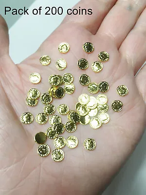 M00686x20-FS MOREZMORE 200 Miniature 6mm Gold Coins Metal Money 1:6 Scale Prop • $63.74