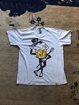 Johnny Cupcakes Mr. Peanut Style Food Mascot T-shirt White Size M Made In USA • $49.99