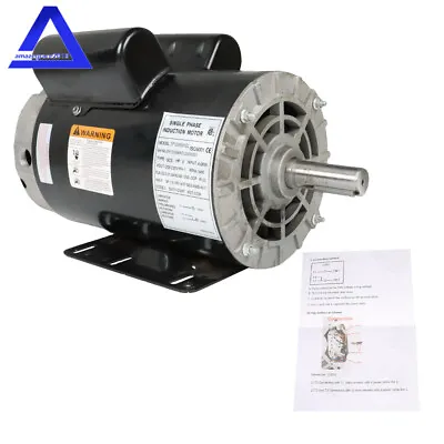 5HP Compressor Duty Electric Motor 230V 1 Phase 3450 RPM Frame-56HZ 7/8' Shaft • $210