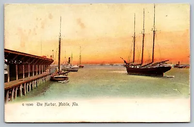 The Harbor W/ Ships Mobile Alabama Rotograph Color Postcard • $10