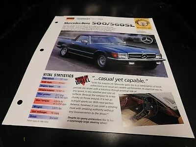 1971-1989 Mercedes Benz 500/560SL Spec Sheet Brochure Photo Poster 88 87 86 85 • $5