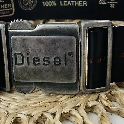 Diesel Italian 100% Leather Slide Buckle Belt Original Sz 32 • $65