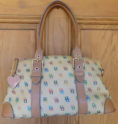 Dooney & Bourke Vintage Logo Rainbow Full Size Hand Bag Purse W/Heart Charm • $29.99