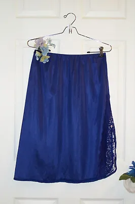 MAIDENFORM Sweet Nothings Sz L Cobalt Blue Lace Trim Side Slit 24 1/2  Long NWOT • $18