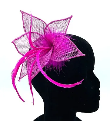 Ladies Hot Pink Feather Beak Clip Fascinator Ladies Day Races Weddings Ascot • £6.95