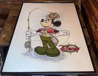 Mickey Mouse - Disney - “Fishing” - Vintage Framed Print - 20.5”x16.25” • $149.99