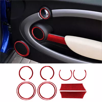 For Mini Cooper 2007-10 Red Carbon Fiber Interior Door Control Cover Trim 10Pcs • $33.58