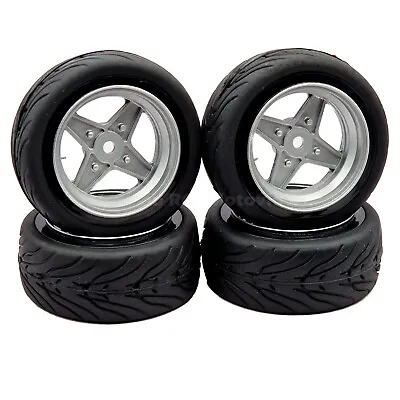 1/10 RC Road Wheel/Tyre Retro 4 Spoke Silver For Tamiya TT02 Capri Mini Escort  • £22.99