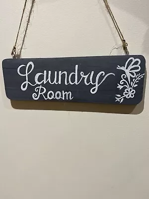 Laundry Room - Handmade Rustic Country Wooden Hanging Door Or Wall Sign / Plaque • £7.50