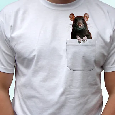 Rat Pocket No8 Print White T Shirt Animal Tee Top Design Gift All Sizes • $12.42