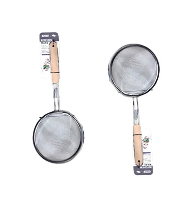 £9.99 • Buy Wooden Handle Mesh Strainer Skimmer Sieve 2x 16 Cm Soup Ladle Filter
