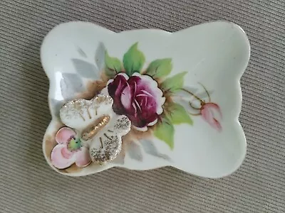 Vintage Nippon STYLE  Hand Painted Dresser Vanity Tray  Pink Roses  • $10