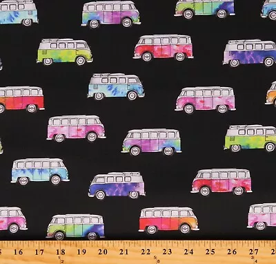 Cotton Colorful Buses Vehicles Magic Bus Fabric Print By The Yard D586.53 • $12.95