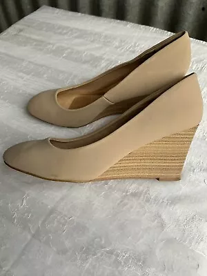 London Rebel Women’s Wedge Heeled Pumps Tan Nude Heels Size US 9 Eu 40 FAST POST • £26.30