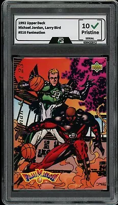 1992 Upper Deck #510 Michael Jordan Larry Bird GRADED 10 GEM MINT Fanimation • $20