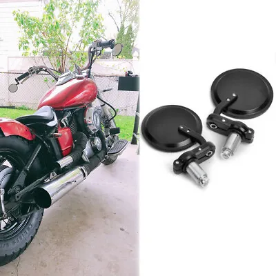 CNC Motorcycle Round Rear View Side Mirror 7/8 For Yamaha V Star 650 1100 Bobber • $32.11