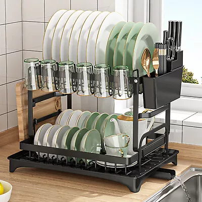 2 Tier Over The Sink Dish Drying Rack Dish Rack Above Kitchen Shelf Dish Drainer • $33.39