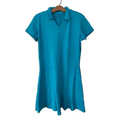 Golf Tennis Polo Dress Women 3/L Blue Nylon Outdoor Athleisure Sporty Active • $26.24