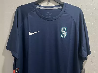 MLB Seattle Mariners Team Issued Nike Pro Breathe Dri-Fit Short Sleeve Shirt XXL • $39.99