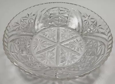 Vintage Clear Crystal Glass Round Shaped Stars Bars Salad And Food Beverage Bowl • $10.87