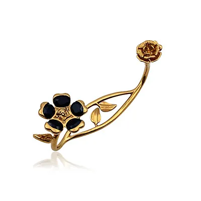 Authentic Versace Gold Metal Garden V-Floral Hand Cuff Bracelet Black • $190