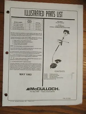 Used Mcculloch Pro Mac Silver Eagle 32cc String Trimmer  Parts List Dec 1993 • $8.65