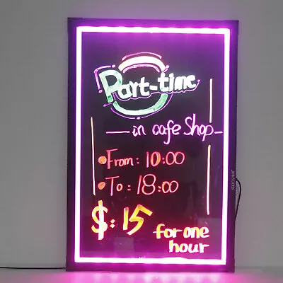 LED Writing Board Drawing Message Flashing Illuminated Neon Erasable Menu Sign • £28.99