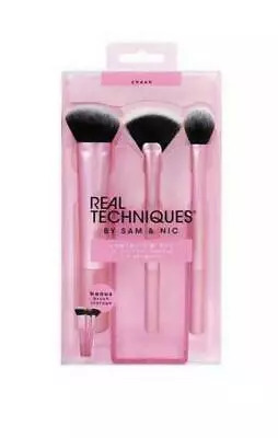 Real Techniques Makeup Brush Sculpting Set 3 Brushes W. Cup Blush Powder 91561 • $11.78