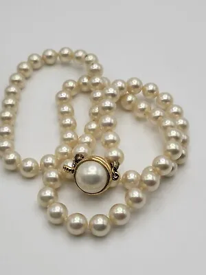 Vintage Majorica Faux Pearl Necklace Sterling Silver Clasp Spain • $64