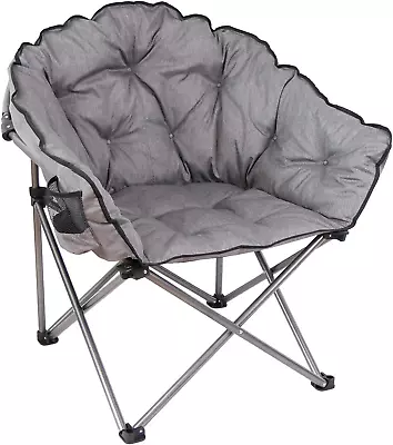 MacSports C932S-129 Padded Cushion Outdoor Folding Lounge Patio Club Chair Gray • $108.71