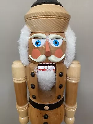 Vintage EZGEBIRGE  King Soldier Natural Wood GDR German Nutcracker PRISTINE 15.5 • $179.99