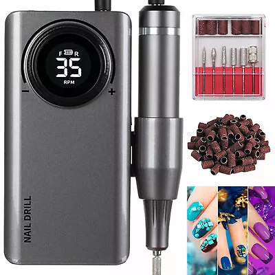 35000RPM Wireless Electric Nail Drill Machine E File Manicure LED Art Drill Gray • $57.99