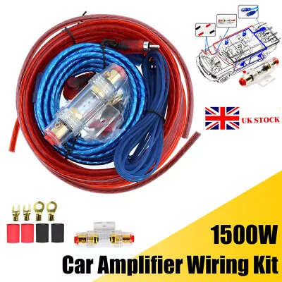 1500w Car Amplifier Wiring Kit Audio Subwoofer AMP RCA Power Cable AGU FUSE • £6.37