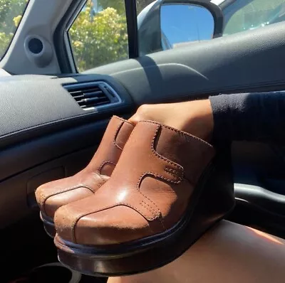 Womens Brown Leather Bongo Shoes Vintage Size 8 (90s - 2000s) Mules/Platforms • $35