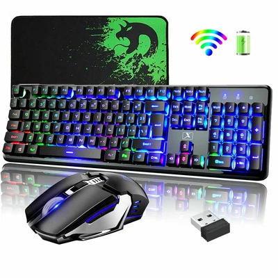 $62.60 • Buy Wireless Rechargeable Gaming Keyboard And Mouse Set 4800mAh For PC Computer PS4