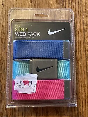 Nike Web Belt 3 In 1 Pack Cut To Fit Blue Teal Pink Fits To Size 42 New • $22.99